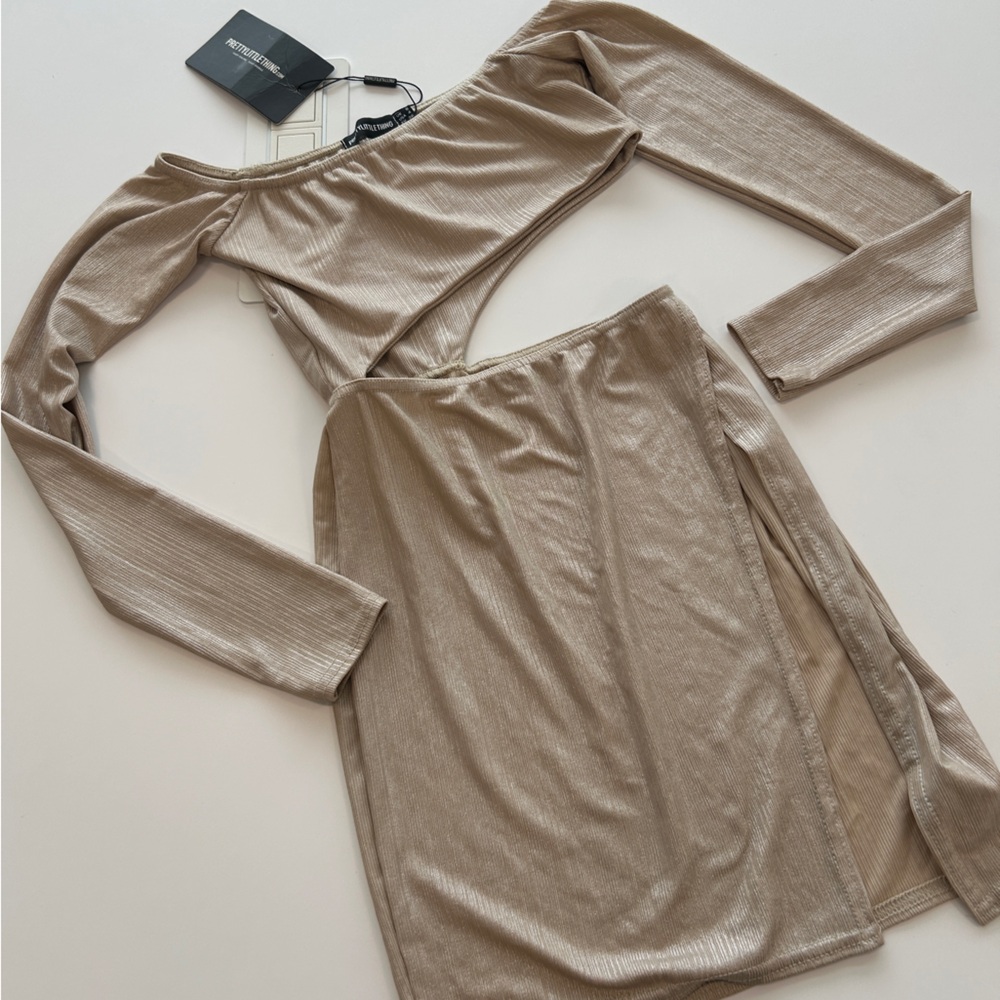 Tan Long Sleeve Dress